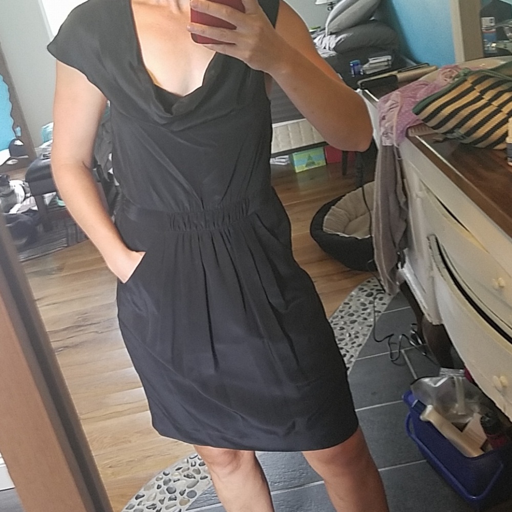 Draped neck BCBG Maxazria silk dress